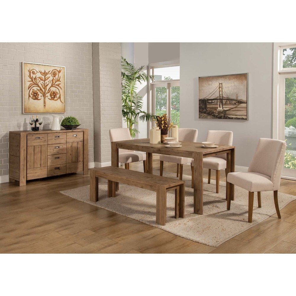 Seashore Fixed Top Dining Table, Antique Natural. Picture 2