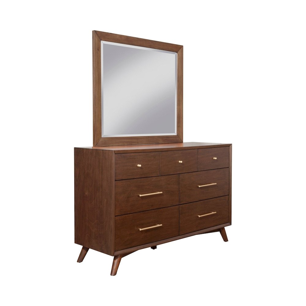 Flynn Mid Century Modern Mirror, Walnut. Picture 2