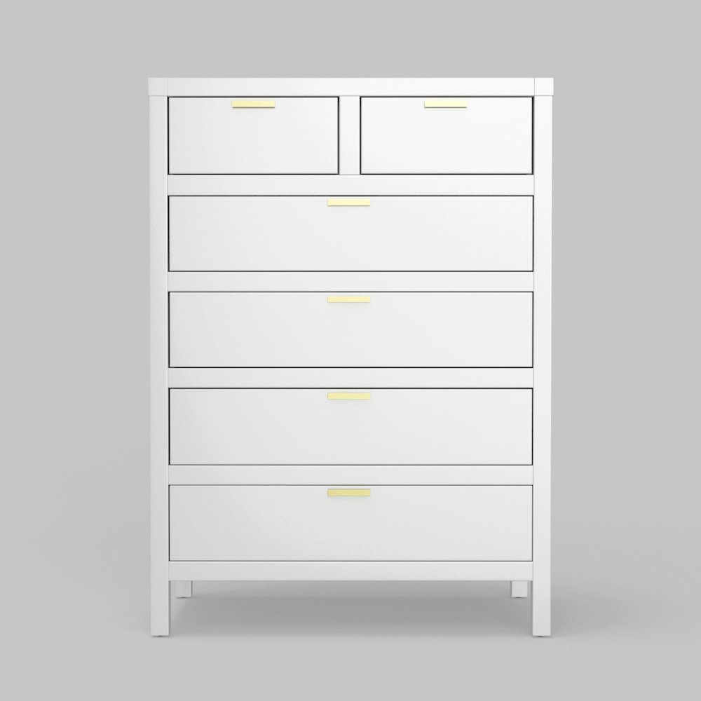 Carmel 6 Drawer Chest, White. Picture 3