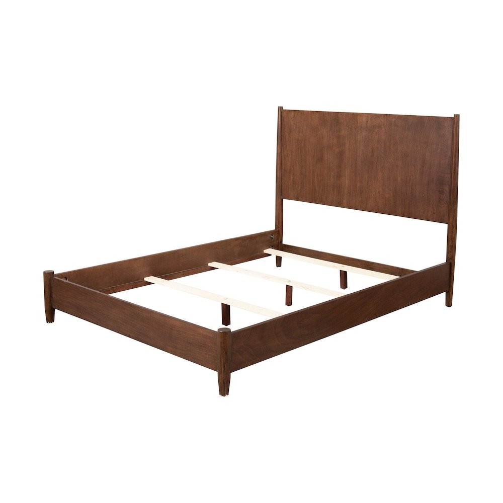 Flynn Mid Century Modern Queen Panel Bed, Walnut. Picture 10