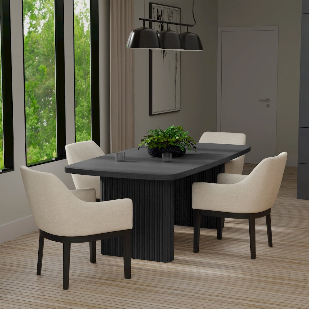 Reba Rectangular Dining Table, Black. Picture 2