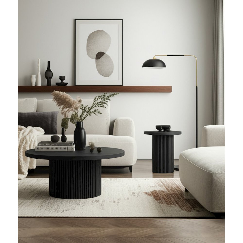 Reba Round Cocktail Table, Black. Picture 6