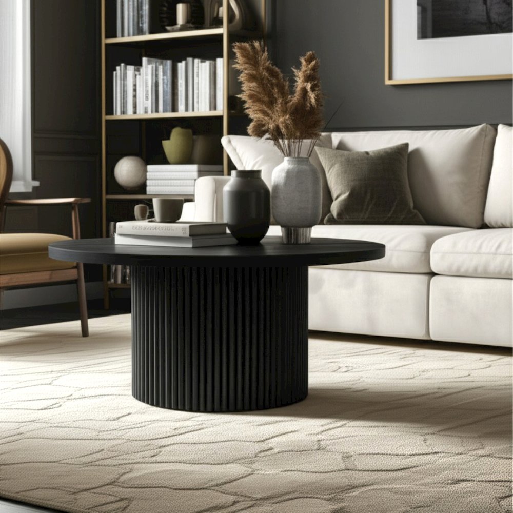 Reba Round Cocktail Table, Black. Picture 2
