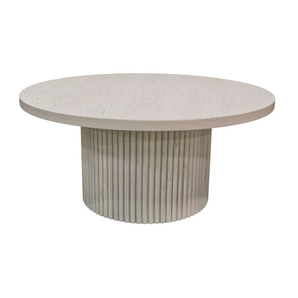Reba Round Cocktail Table, White Wash. Picture 1