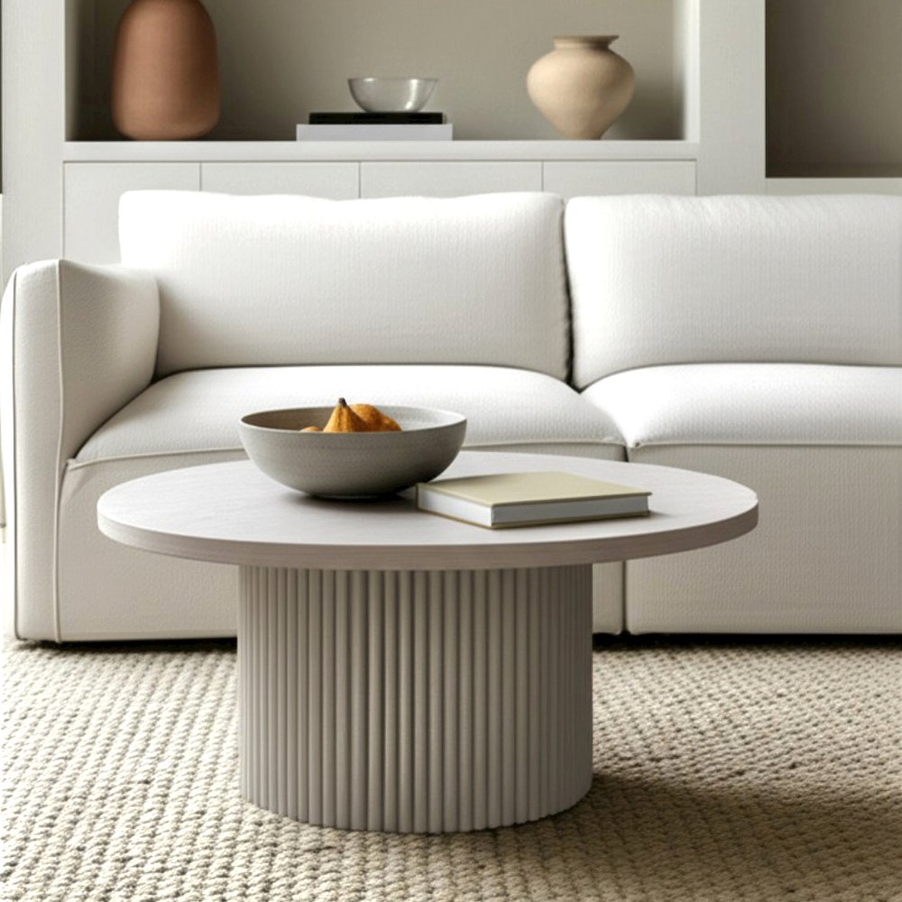 Reba Round Cocktail Table, White Wash. Picture 5
