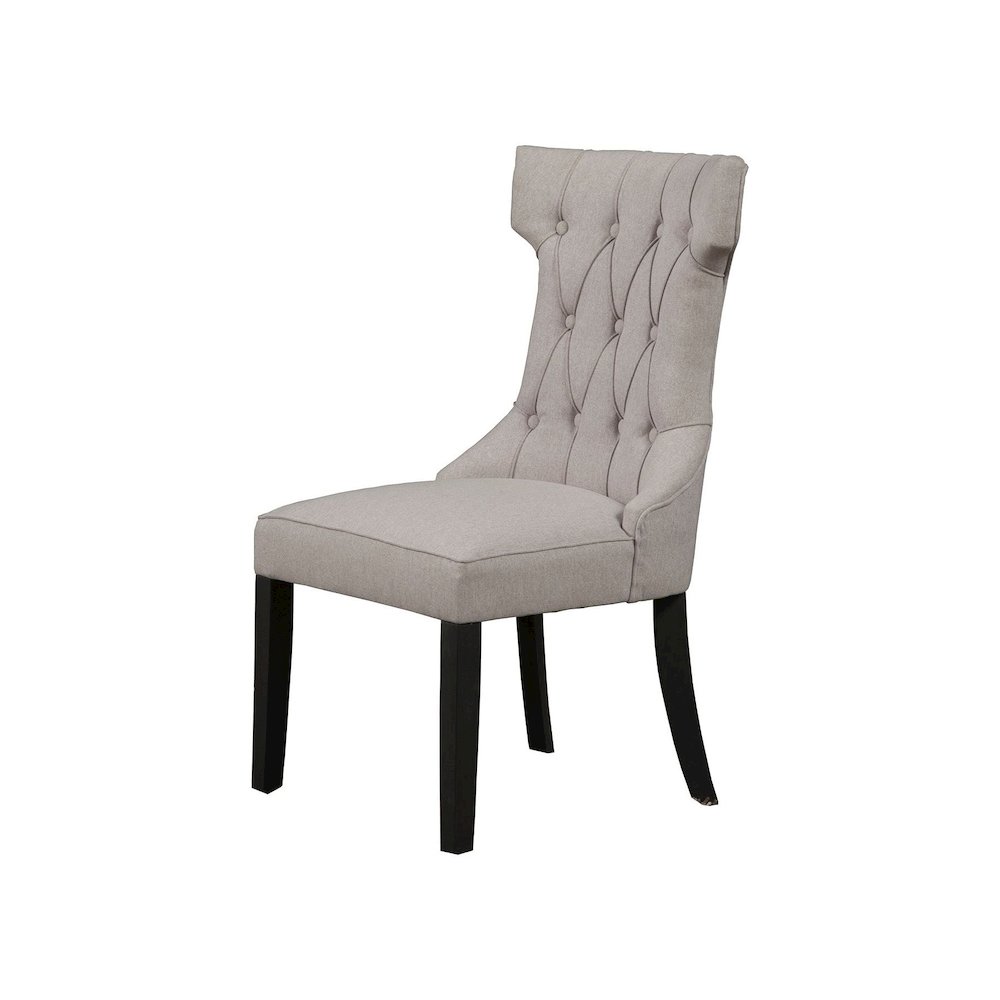 Manchester Set of 2 Upholstered Side Chairs, Light Grey/Black. Picture 2