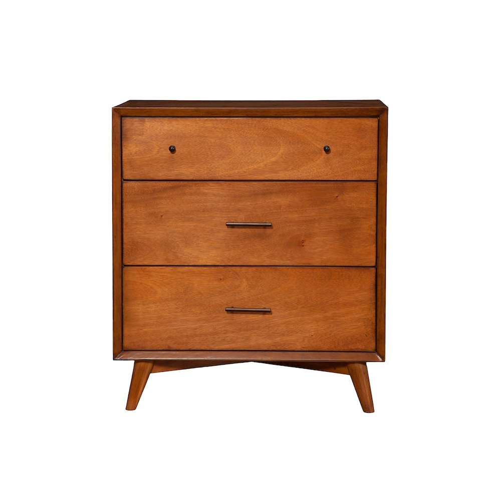 Flynn Mid Century Modern 3 Drawer Small Chest, Acorn. Picture 1