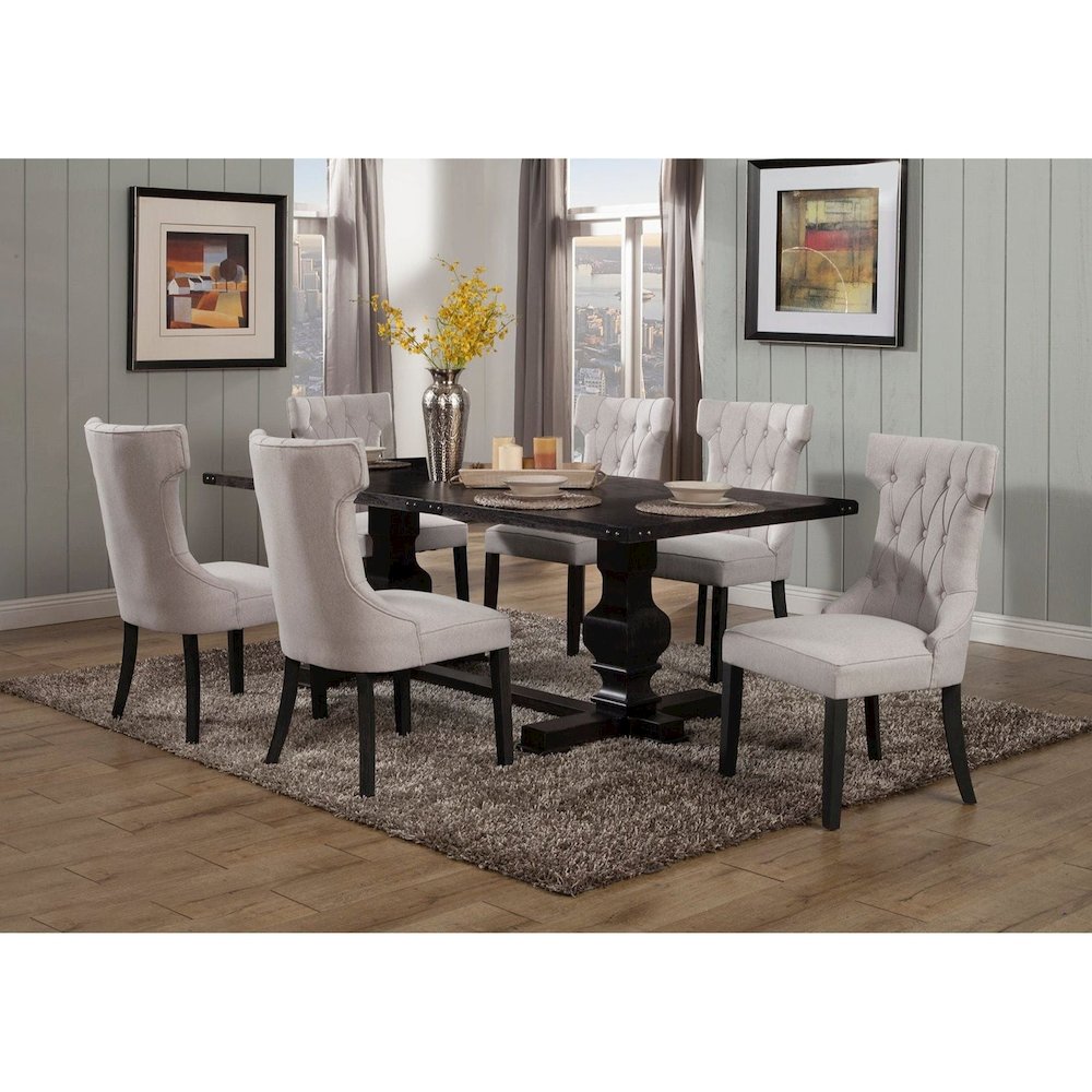 Manchester Set of 2 Upholstered Side Chairs, Light Grey/Black. Picture 4