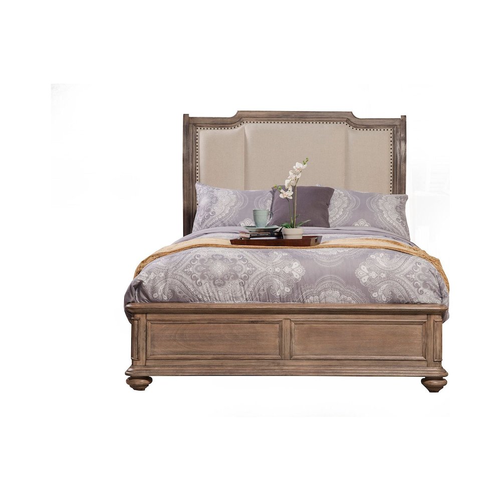 Melbourne Queen Sleigh Bed w/Upholstered Headboard, French Truffle. Picture 3