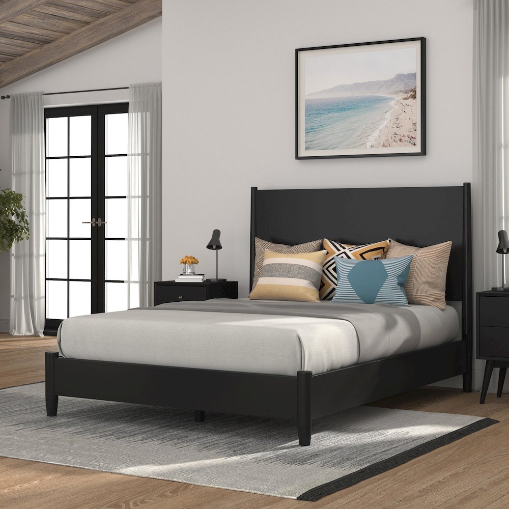 Flynn Queen Platform Bed, Black. Picture 4