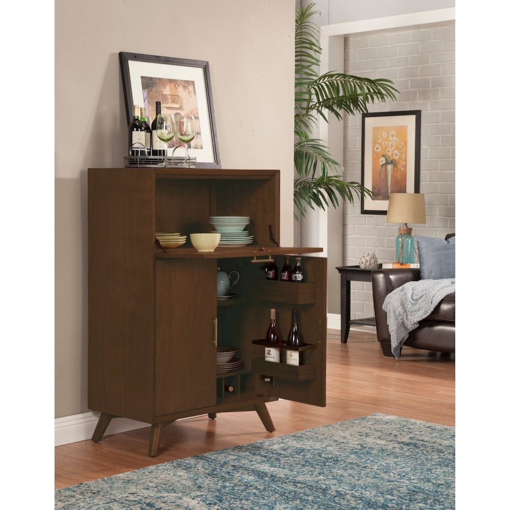 Flynn Large Bar Cabinet w/Drop Down Tray, Walnut. Picture 2