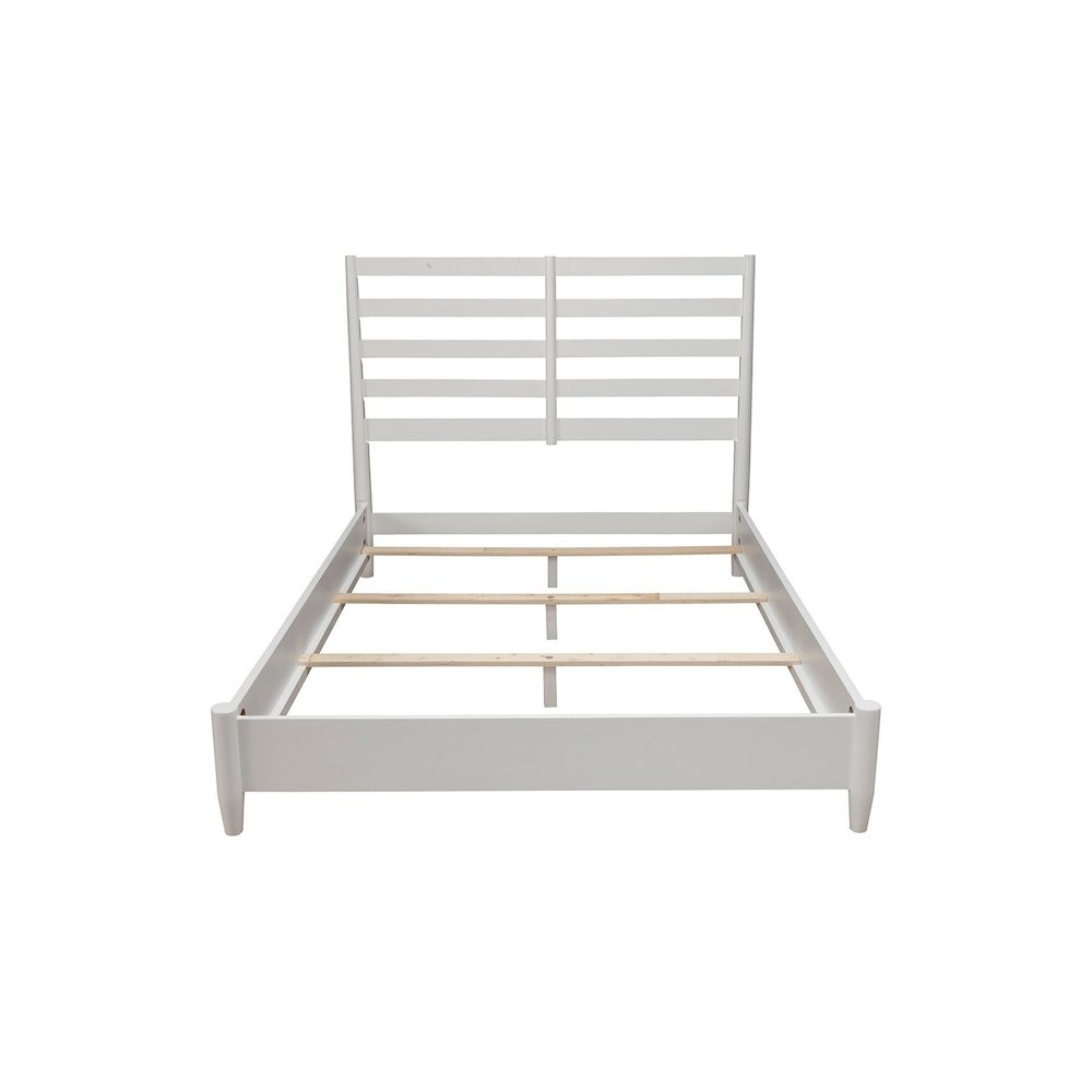 Flynn Retro Standard King Bed w/Slat Back Headboard, White. Picture 8
