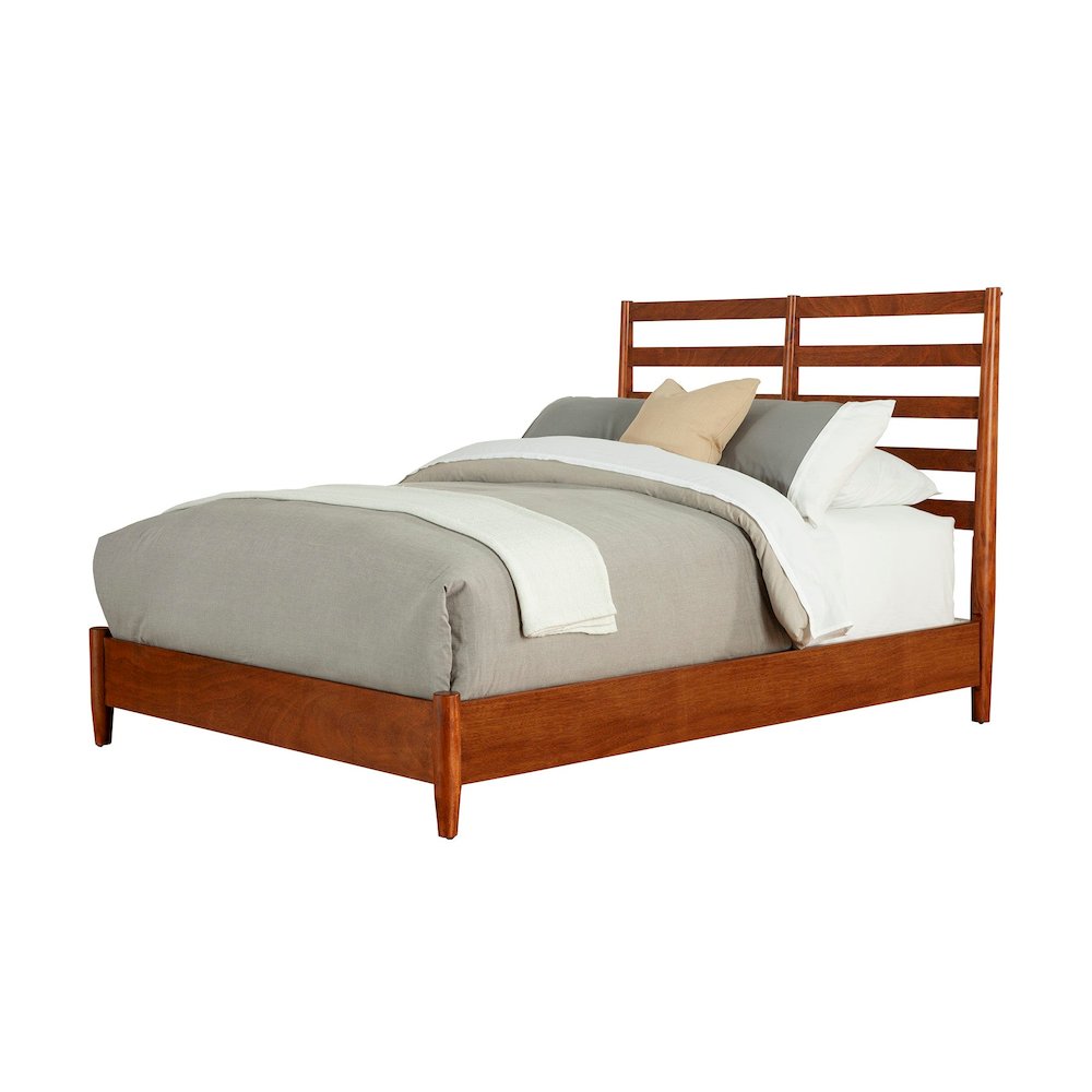 Flynn Retro Full Bed w/Slat Back Headboard, Acorn. Picture 1