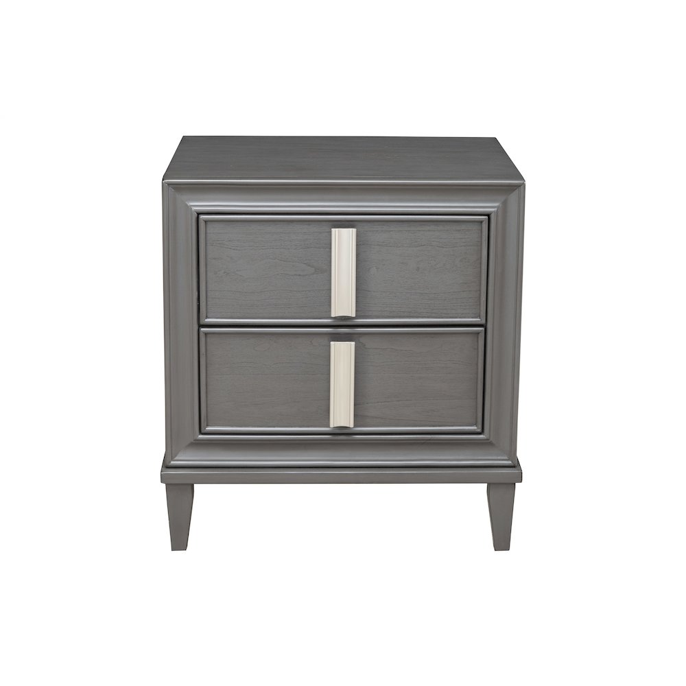 Lorraine 2 Drawer Nightstand, Dark Grey. Picture 1