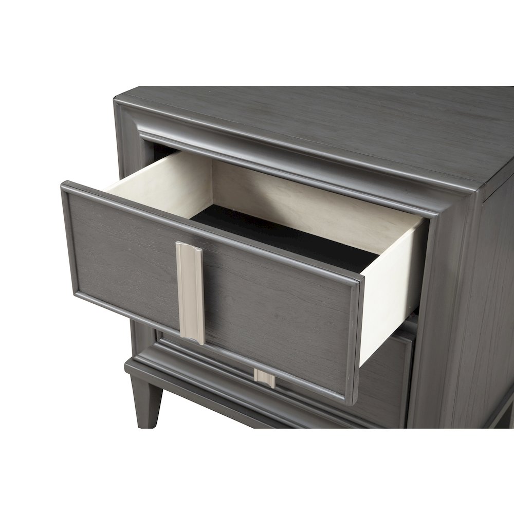 Lorraine 2 Drawer Nightstand, Dark Grey. Picture 3