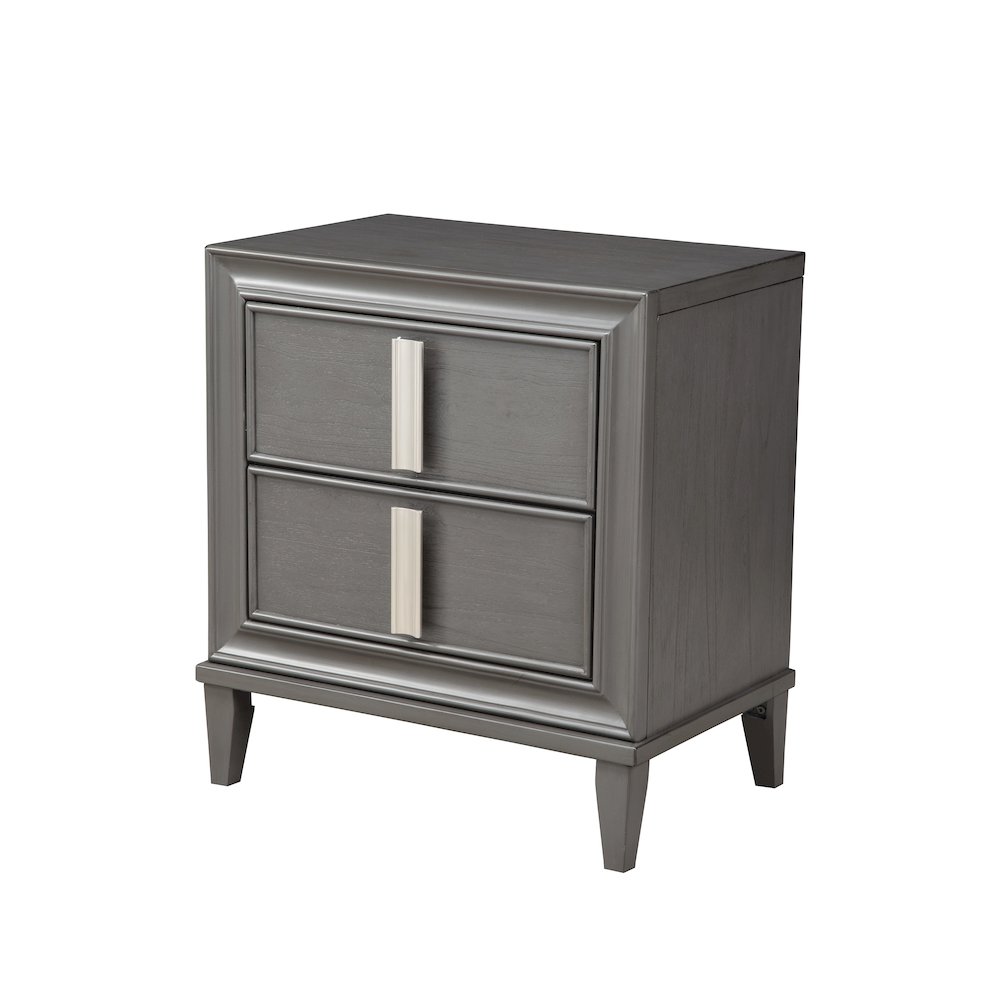 Lorraine 2 Drawer Nightstand, Dark Grey. Picture 4