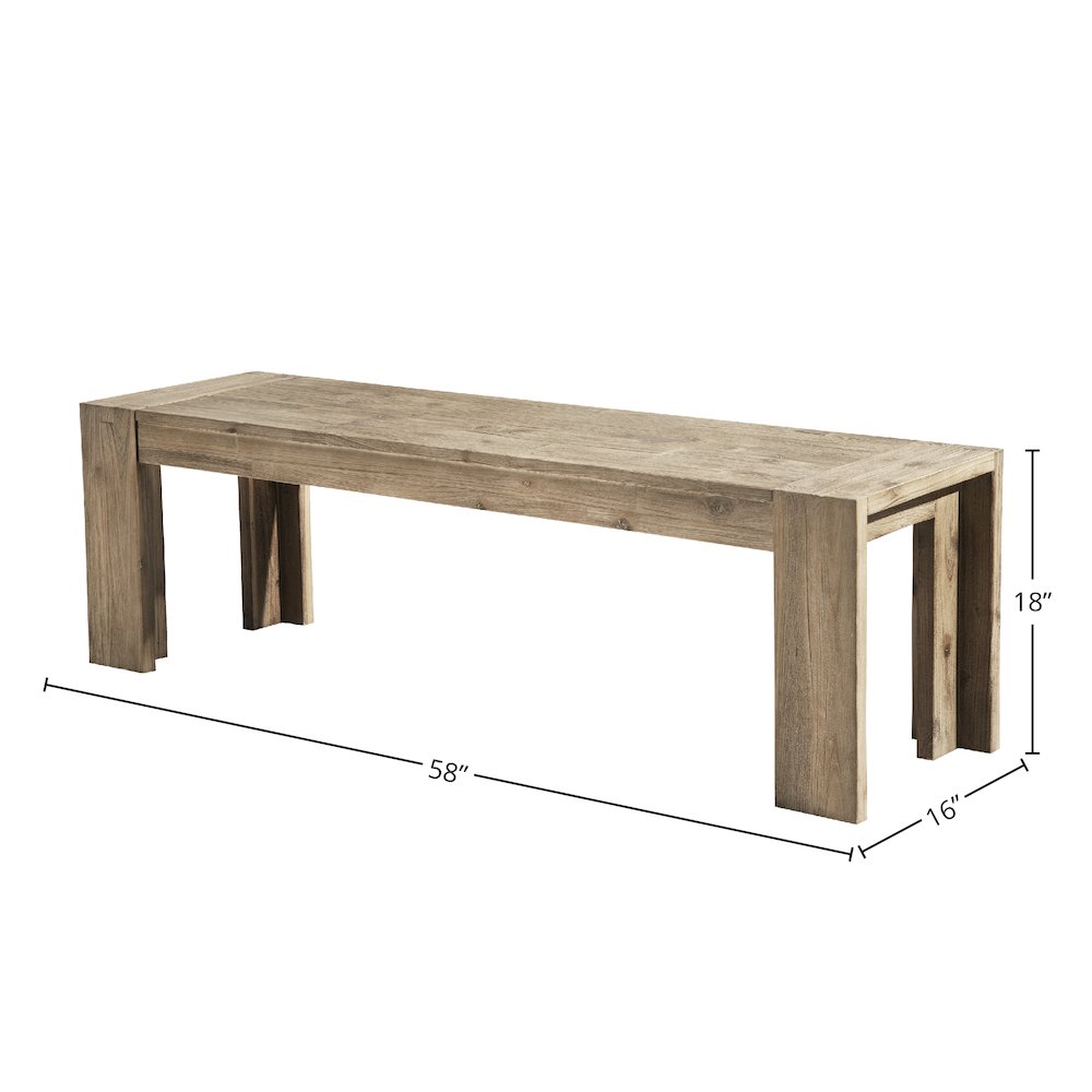 Seashore Dining Bench, Antique Natural. Picture 1
