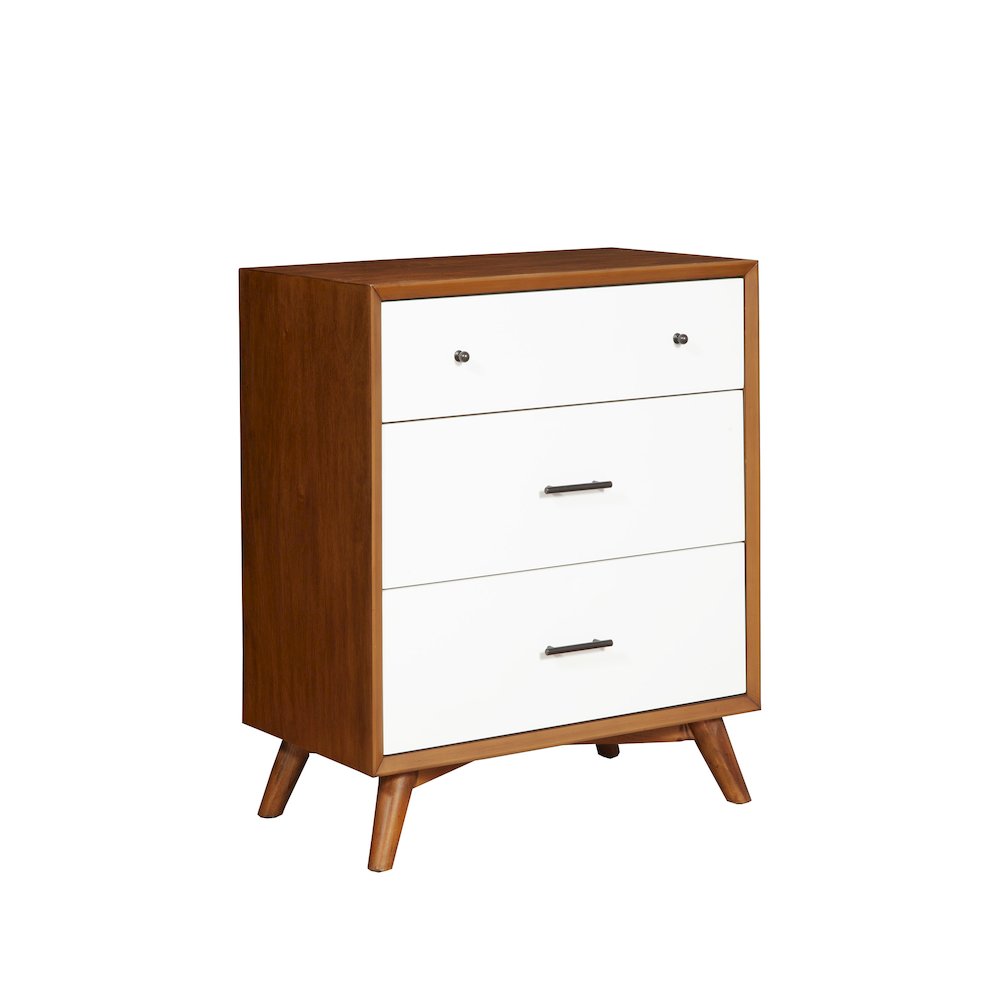 Flynn 2 Drawer Two Tone Nightstand, Acorn/White. Picture 1