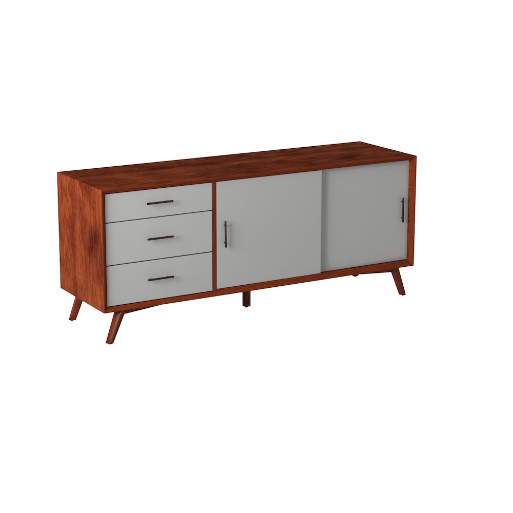 Flynn 2 Drawer Two Tone Nightstand, Acorn/White. Picture 2