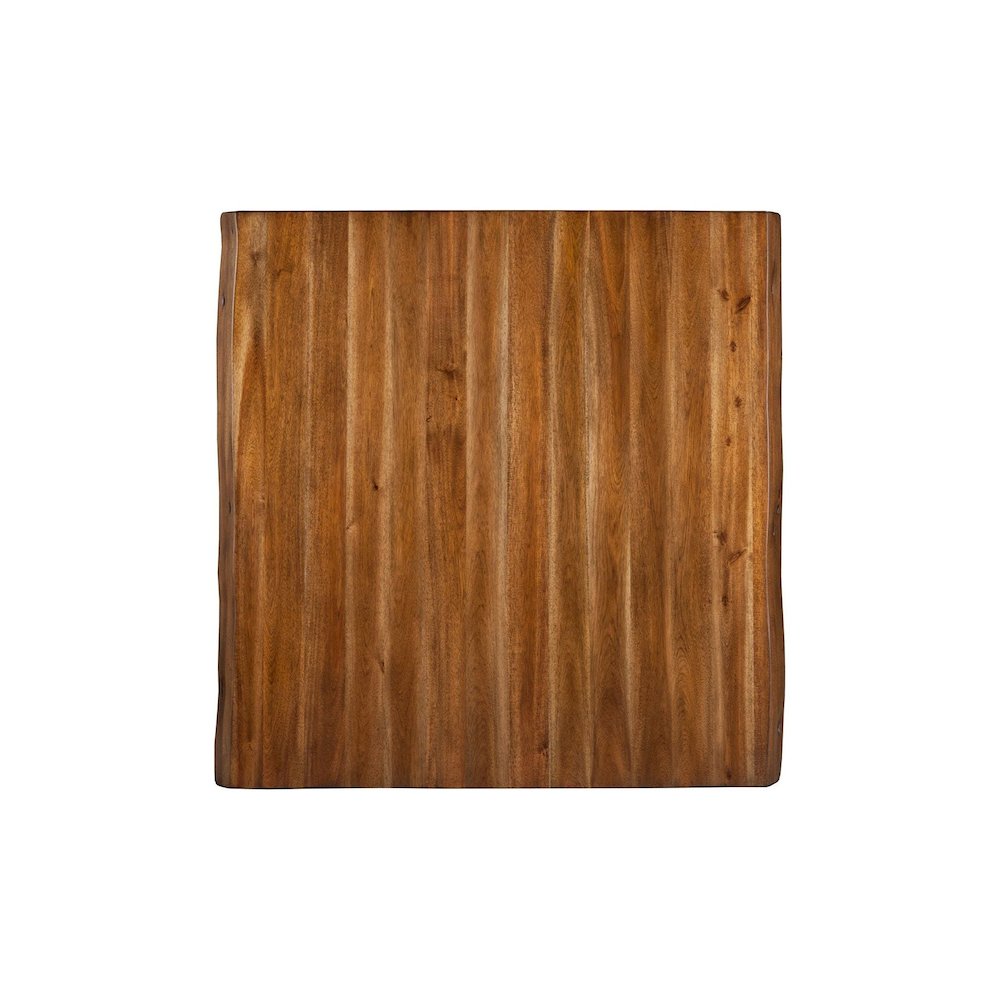 Live Edge Solid Wood Pub Table w/Metal Legs, Light Walnut. Picture 3