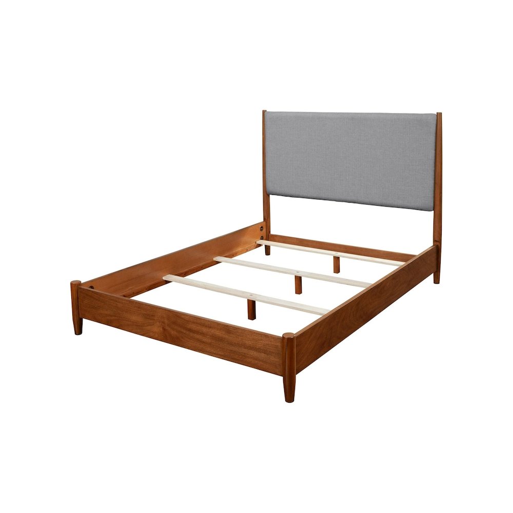 Flynn Mid Century Modern Two Tone California King Panel Bed, Acorn/Grey. Picture 7