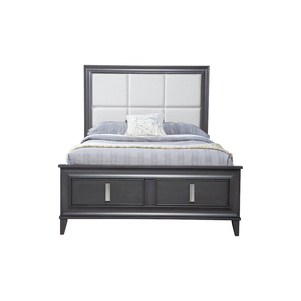 Lorraine Queen Storage Footboard Platform Bed, Dark Grey. Picture 3