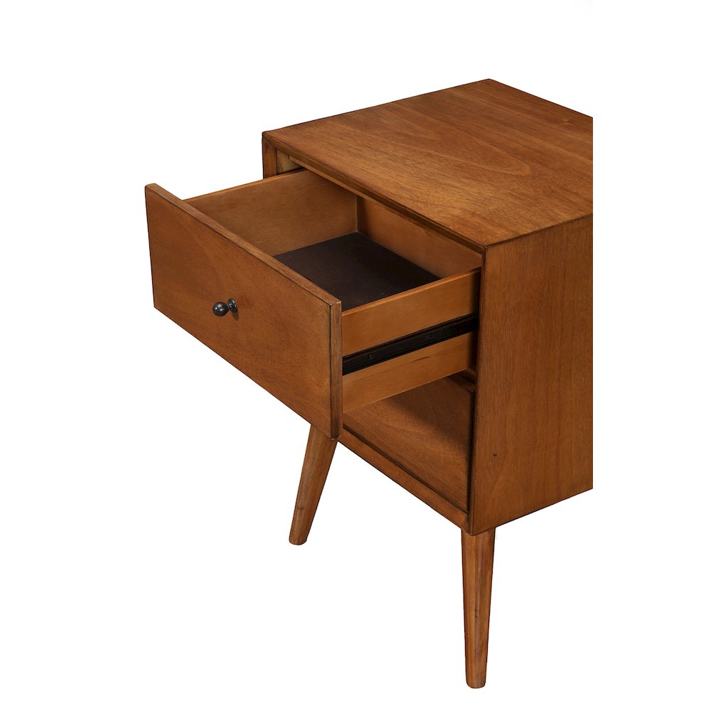 Flynn Mid Century Modern 2 Drawer Nightstand, Acorn. Picture 2