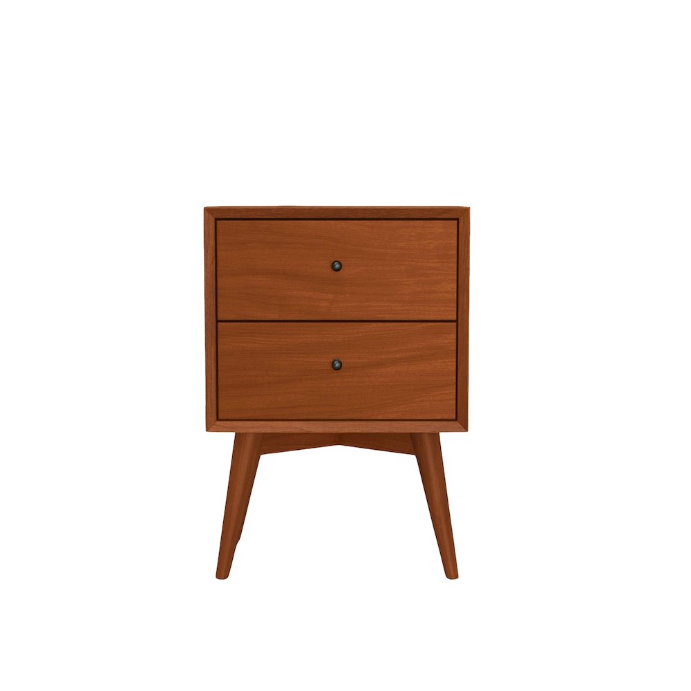 Flynn Mid Century Modern 2 Drawer Nightstand, Acorn. Picture 3