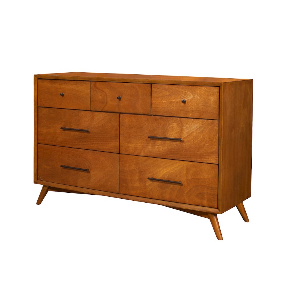 Flynn Mid Century Modern 7 Drawer Dresser, Acorn. Picture 2
