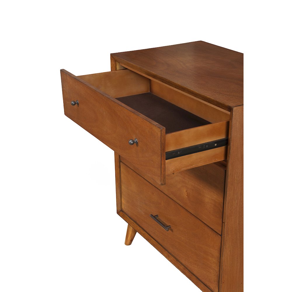 Flynn Mid Century Modern 3 Drawer Small Chest, Acorn. Picture 4
