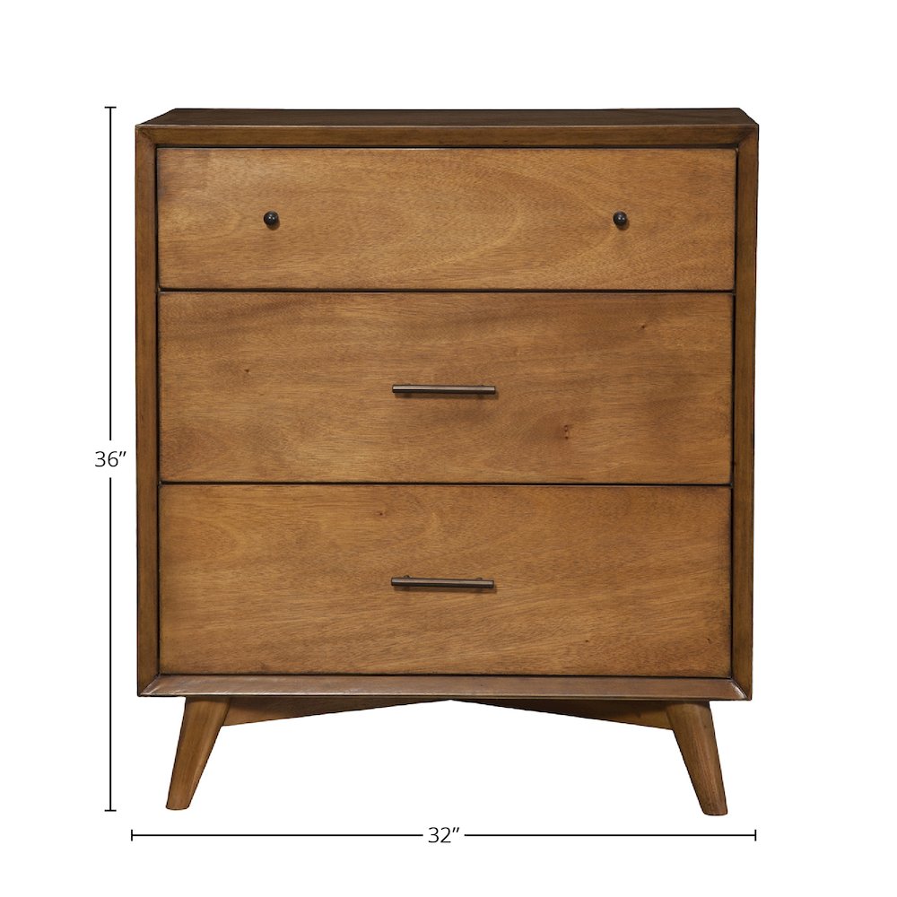 Flynn Mid Century Modern 3 Drawer Small Chest, Acorn. Picture 1