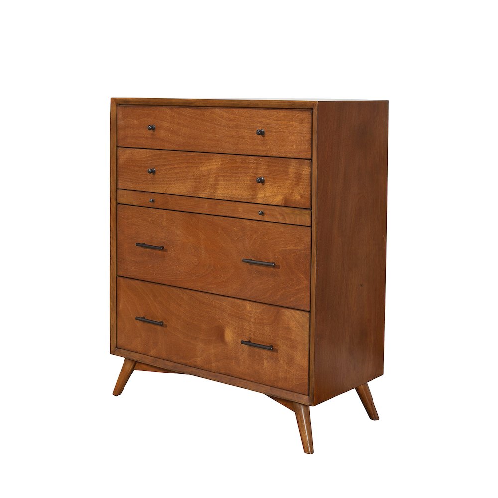 Flynn Mid Century Modern 4 Drawer Multifunction Chest w/Pull Out Tray, Acorn. Picture 4