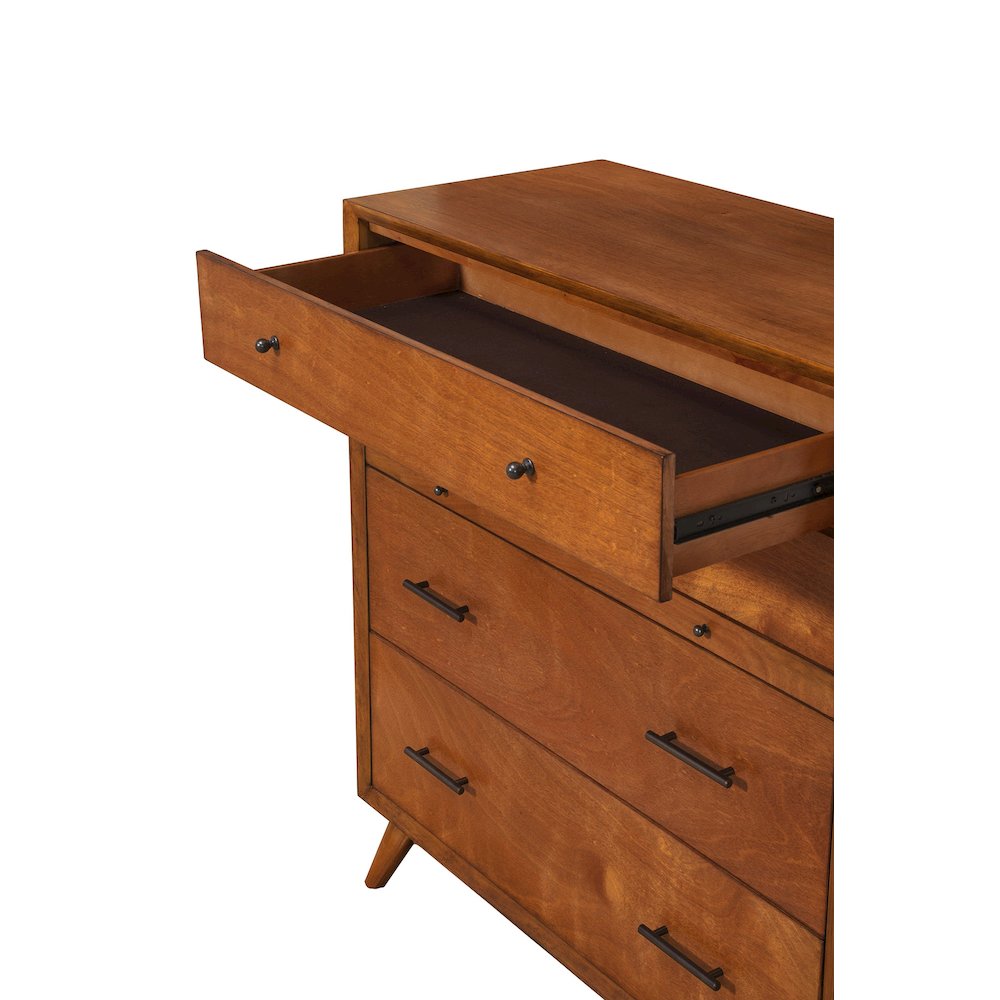 Flynn Mid Century Modern 4 Drawer Multifunction Chest w/Pull Out Tray, Acorn. Picture 7