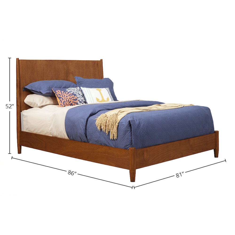 Flynn Mid Century Modern Standard King Panel Bed, Acorn. Picture 1