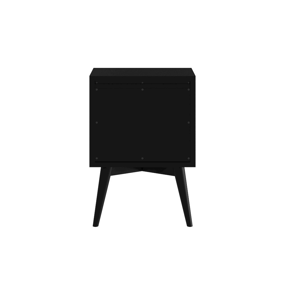 Flynn Mid Century Modern 2 Drawer Nightstand, Black. Picture 4