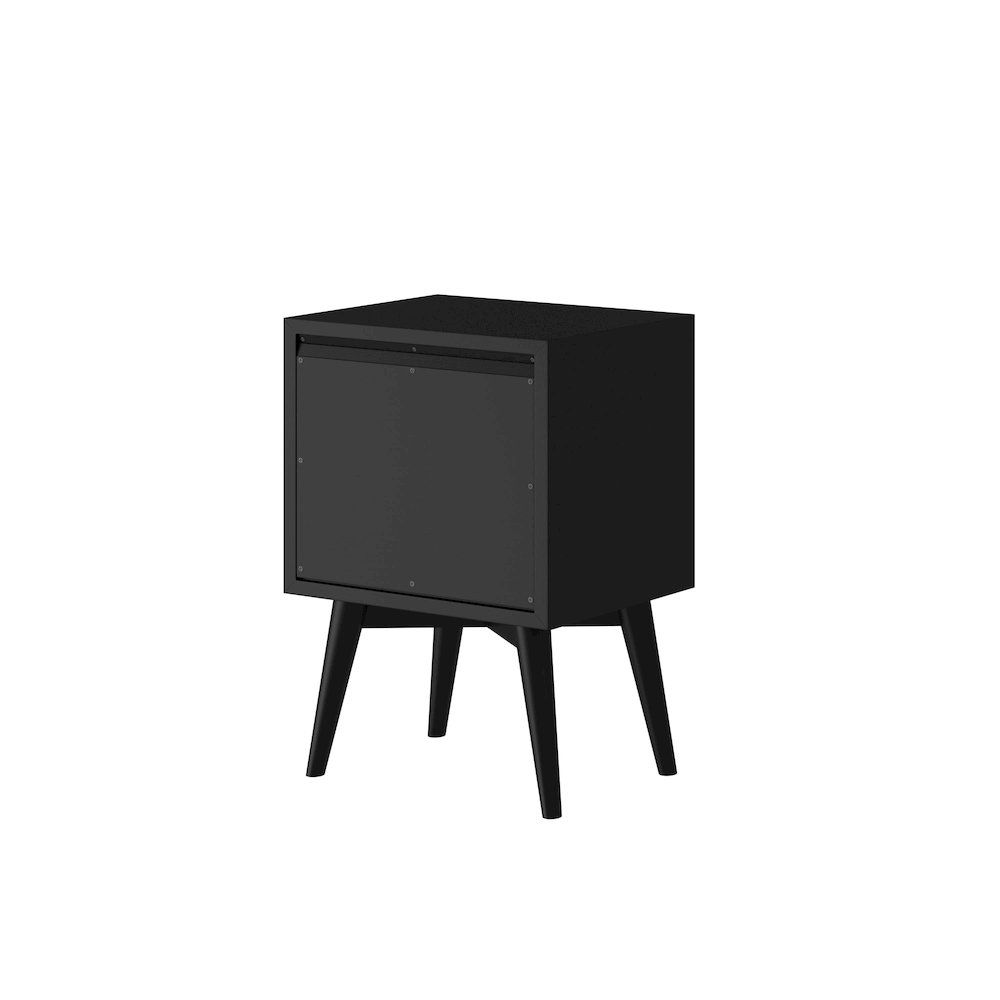 Flynn Mid Century Modern 2 Drawer Nightstand, Black. Picture 5
