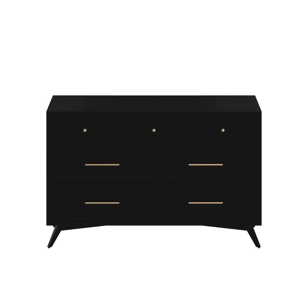 Flynn Mid Century Modern 7 Drawer Dresser, Black. Picture 3