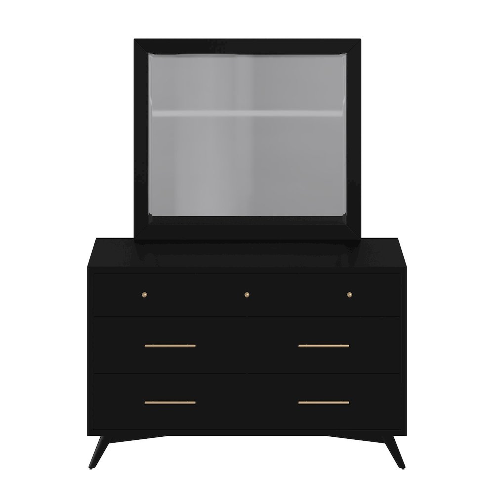 Flynn Mid Century Modern 7 Drawer Dresser, Black. Picture 8