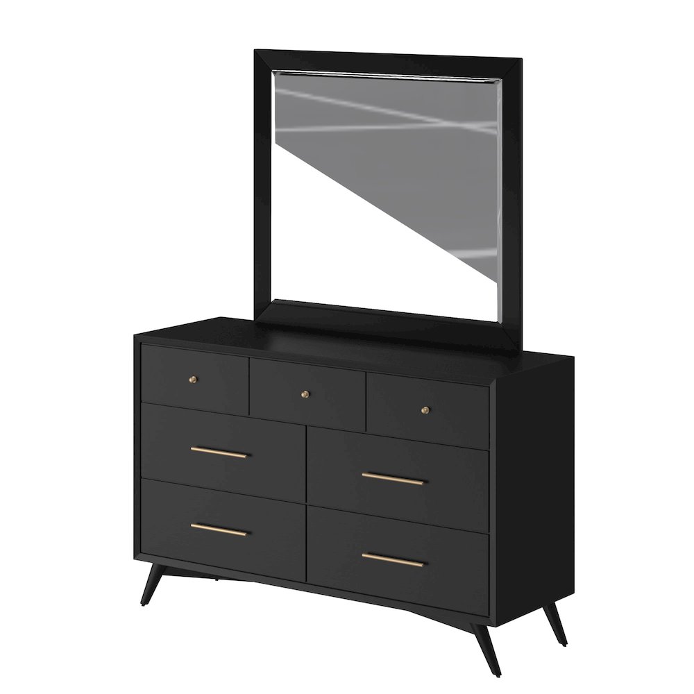 Flynn Mid Century Modern 7 Drawer Dresser, Black. Picture 9