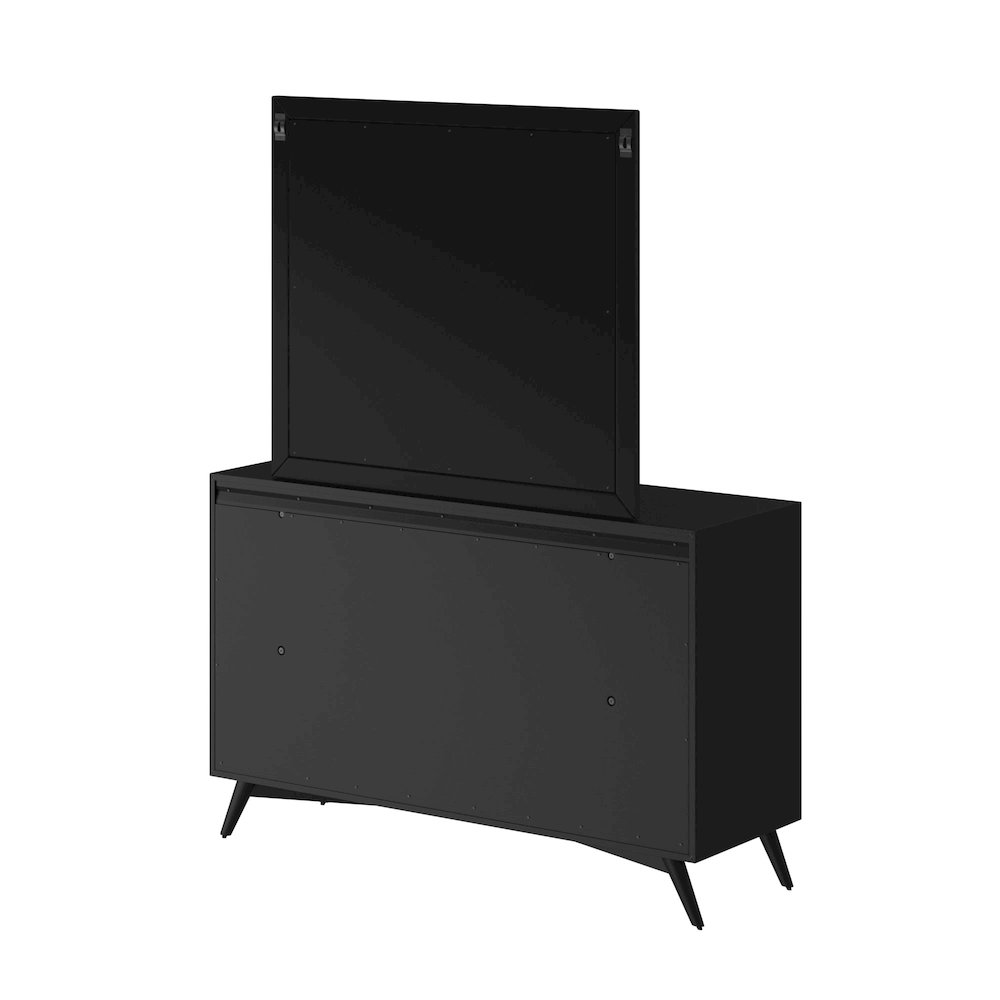 Flynn Mid Century Modern 7 Drawer Dresser, Black. Picture 10
