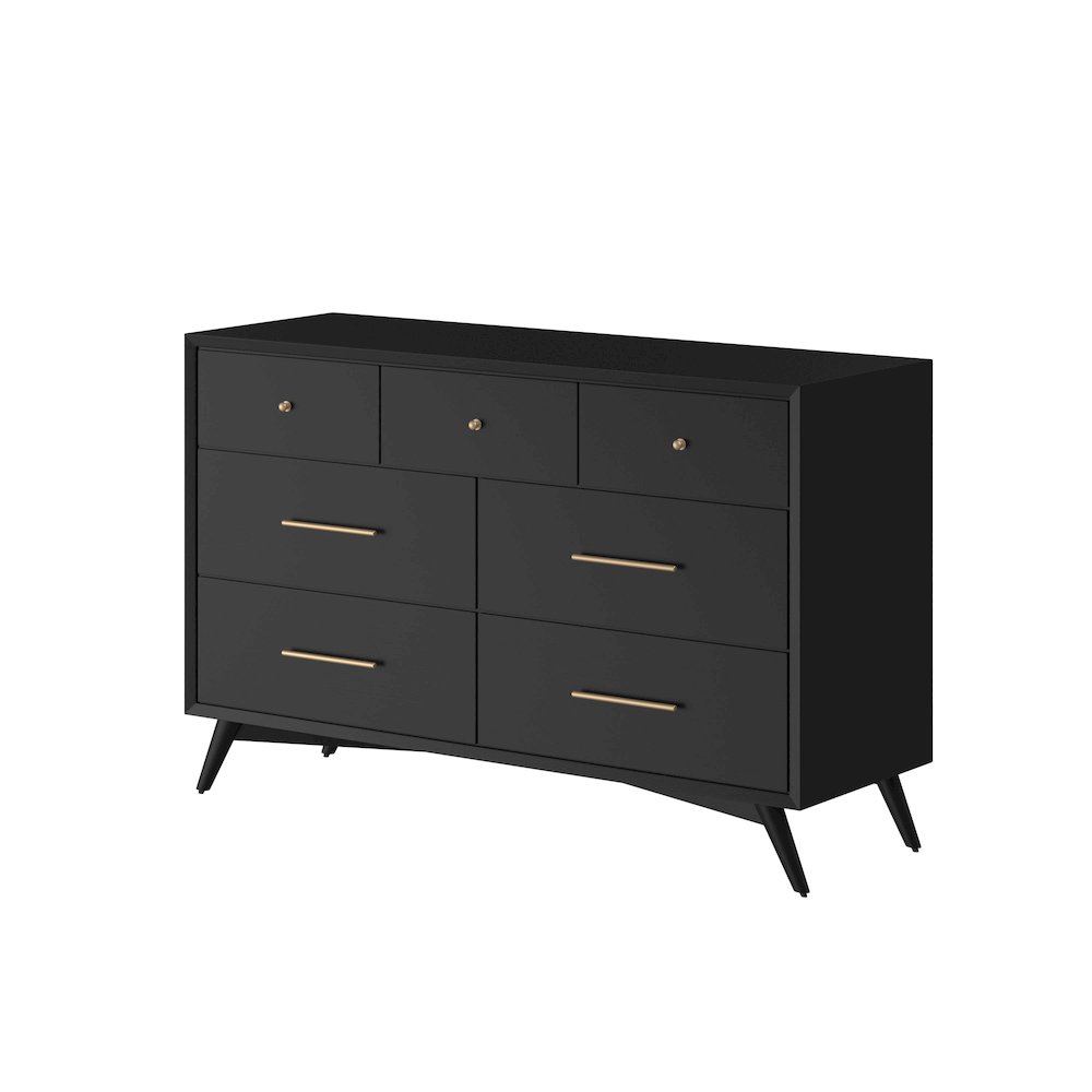 Flynn Mid Century Modern 7 Drawer Dresser, Black. Picture 17