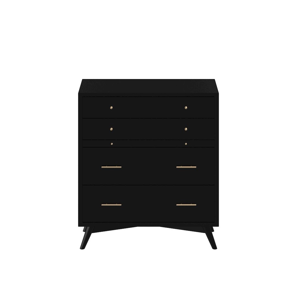 Flynn Mid Century Modern 4 Drawer Multifunction Chest w/Pull Out Tray, Black. Picture 3