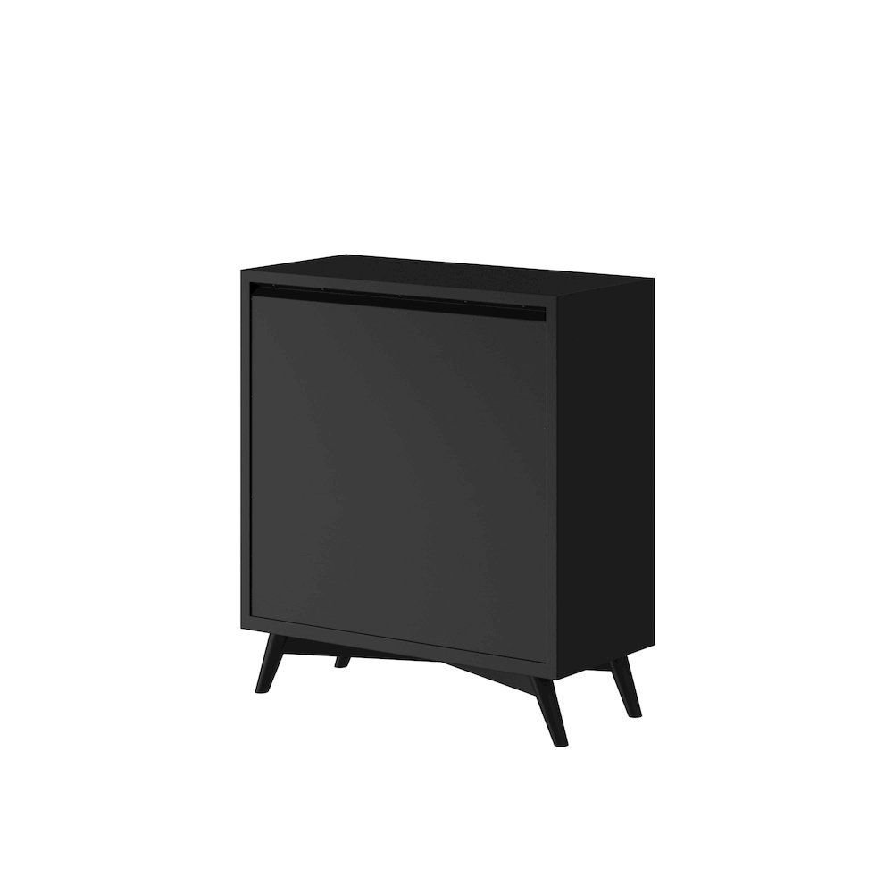 Flynn Mid Century Modern 4 Drawer Multifunction Chest w/Pull Out Tray, Black. Picture 8