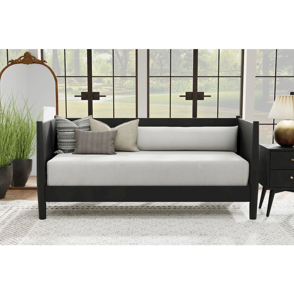 Flynn Mid Century Modern Twin Size Day Bed, Black. Picture 2