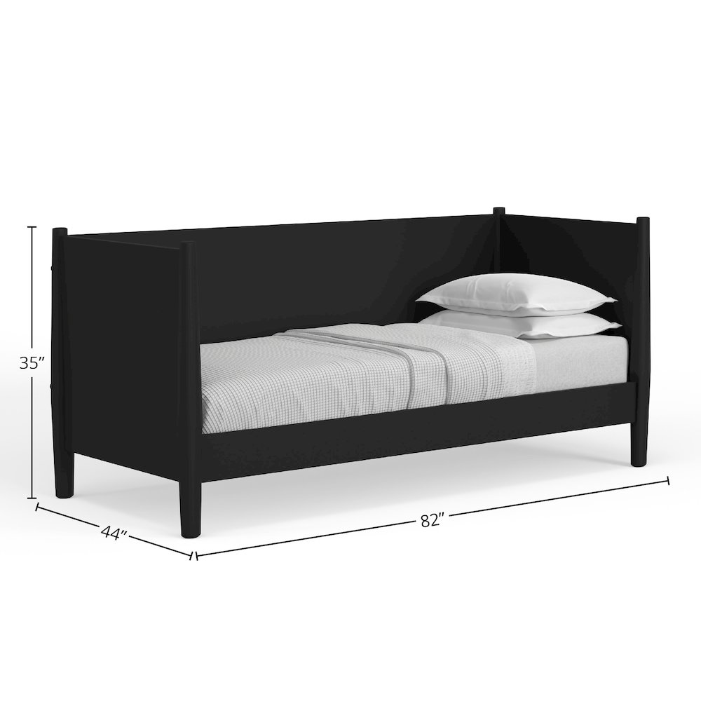 Flynn Mid Century Modern Twin Size Day Bed, Black. Picture 1