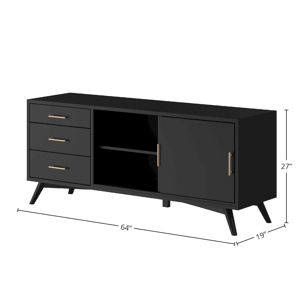 Flynn Large TV Console, Black. Picture 1