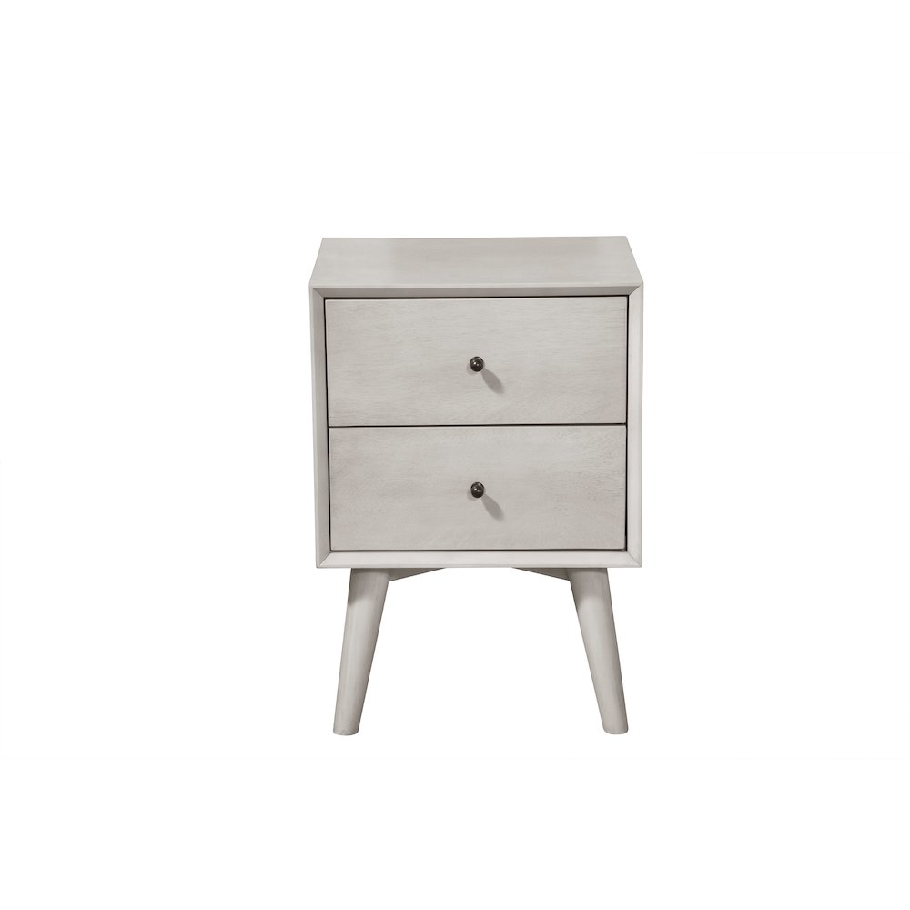 Flynn Mid Century Modern 2 Drawer Nightstand, Gray. Picture 1