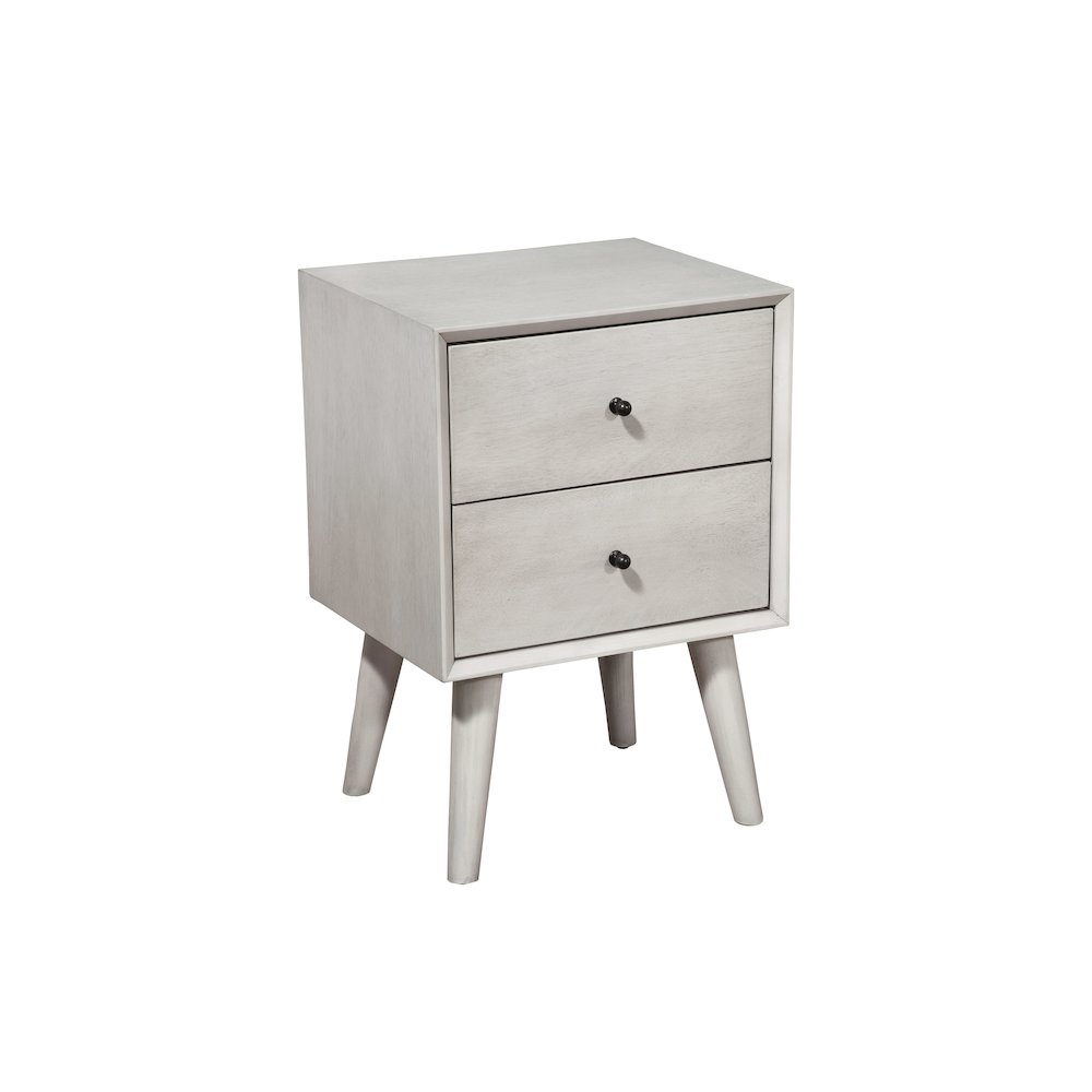 Flynn Mid Century Modern 2 Drawer Nightstand, Gray. Picture 2