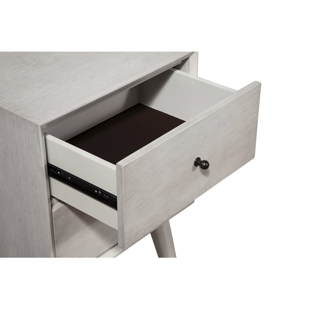 Flynn Mid Century Modern 2 Drawer Nightstand, Gray. Picture 3