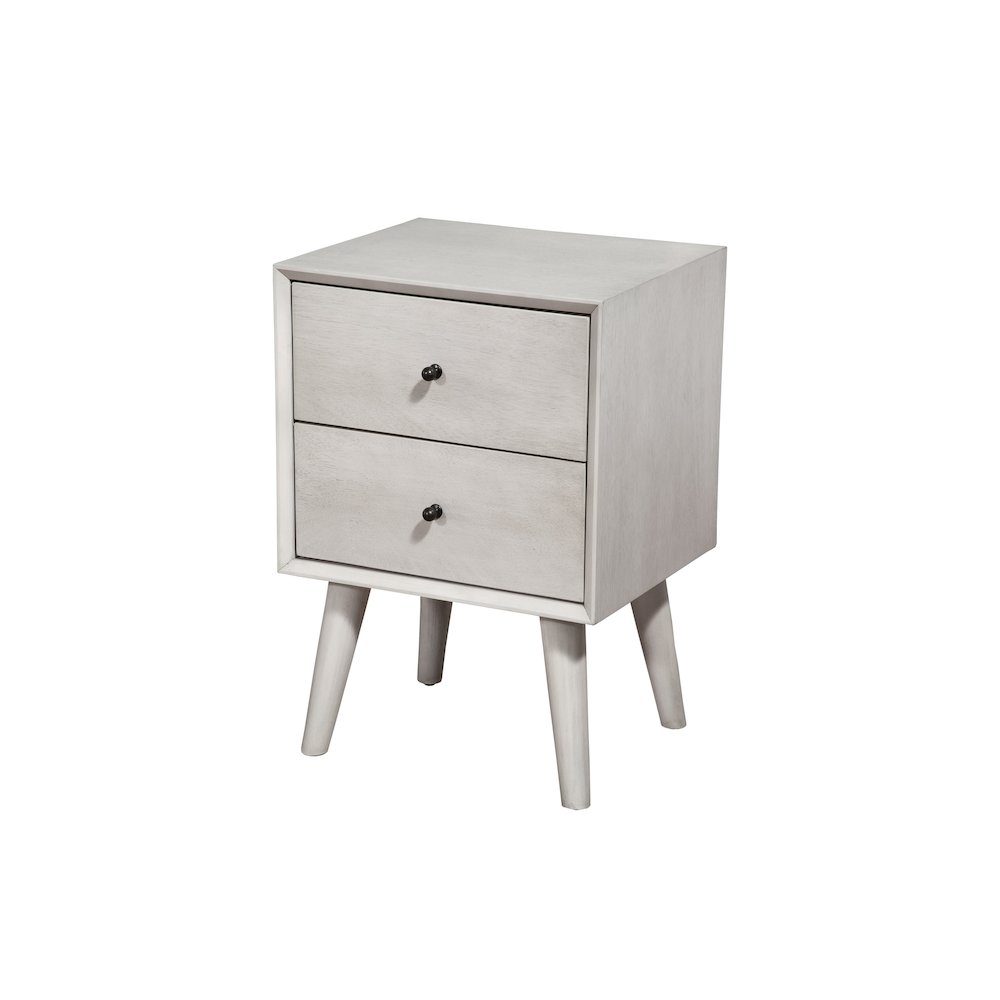 Flynn Mid Century Modern 2 Drawer Nightstand, Gray. Picture 5